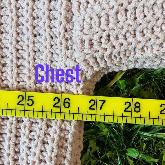 Double Zero Chunky Frayed Cropped Oversized‎ Sweater Size Medium Blush Pink - Picture 7 of 8